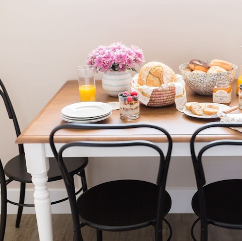 Breakfast together in the sweet dining space