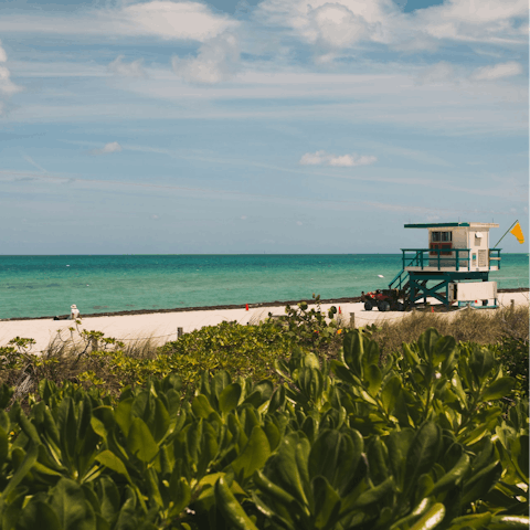 Take sizzling beach-side strolls along Miami Beach
