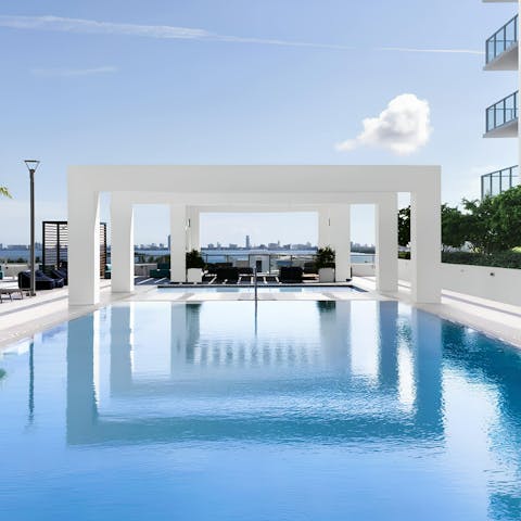 Head to the communal pool for a refreshing dip