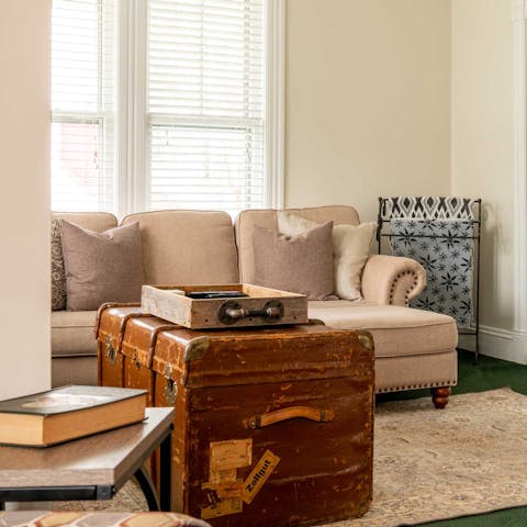 Settle down in the cosy living room for a movie night