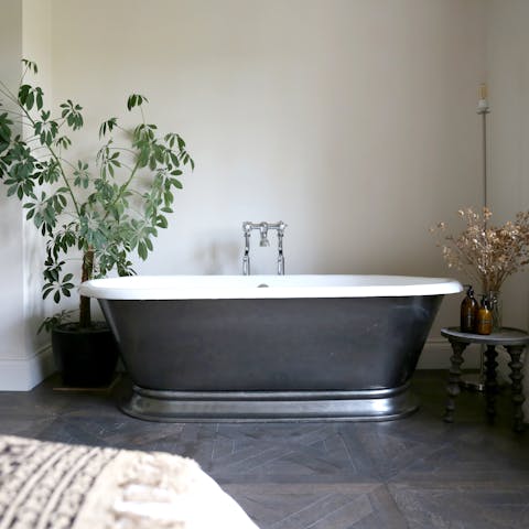 Soak in the freestanding tub after a day hiking the local trails