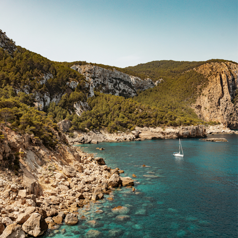 Explore Ibiza's captivating coastline, just a few minutes' drive away