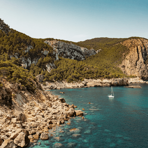 Explore Ibiza's captivating coastline, just a few minutes' drive away