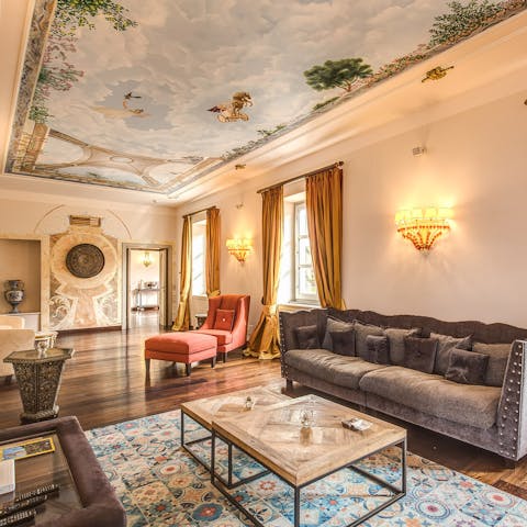 Admire stunning ceiling frescoes in this 19th-century home