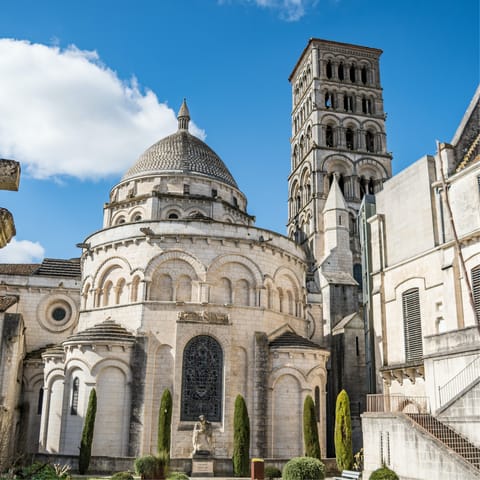 Explore Angoulême's maze of medieval cobbled streets and squares, a short drive away