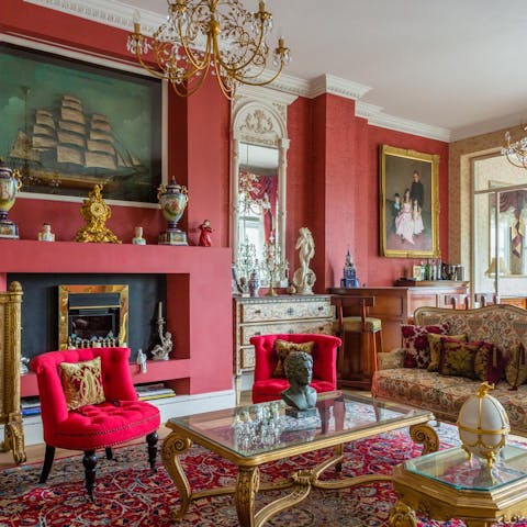 Revel in the living room's baronial splendour