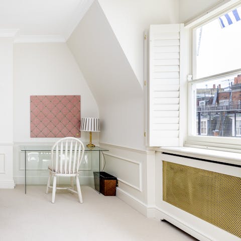 Catch up on work at the sunny desk space