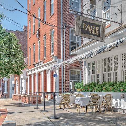Explore the charming streets of Sag Harbour, a short walk away
