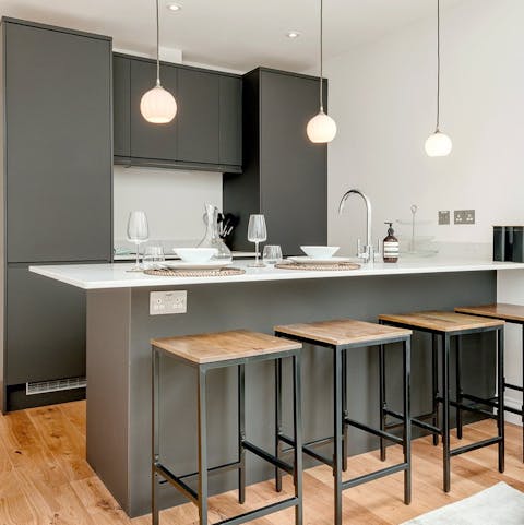 Create your own chef’s table at the chic breakfast bar