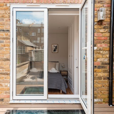 Savour a slow morning with the breeze drifting in through the French doors