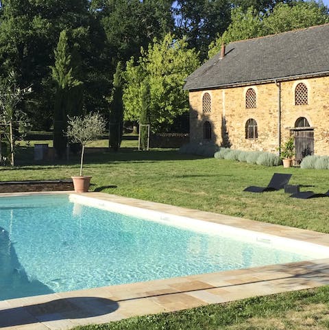 Dip into the pool tucked between lavender fields and forests