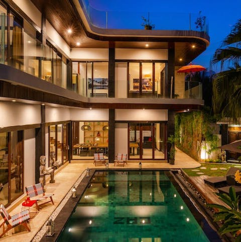 Take a moonlit dip in the private pool