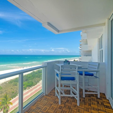 Enjoy a mid-morning snack on the balcony overlooking the water