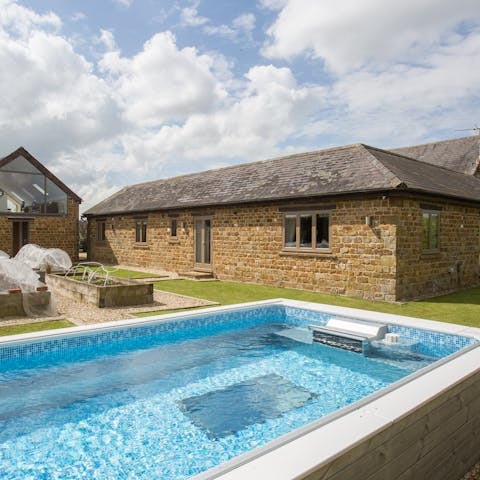 Enjoy total relaxation while swimming in the heated pool