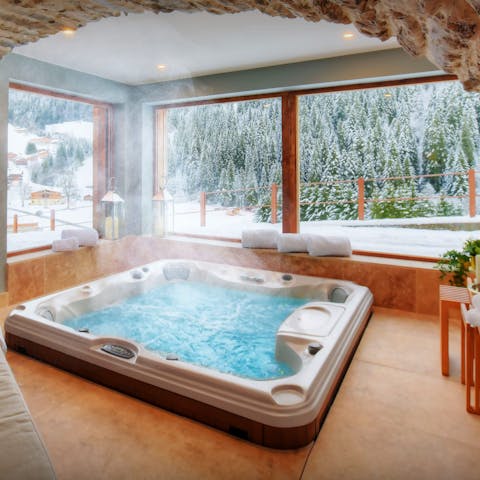 Enjoy the views while soaking in the private hot tub