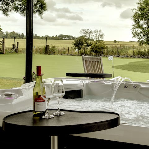 Relax in the hot tub after a few games