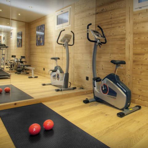 Keep up with your fitness routine in the private gym