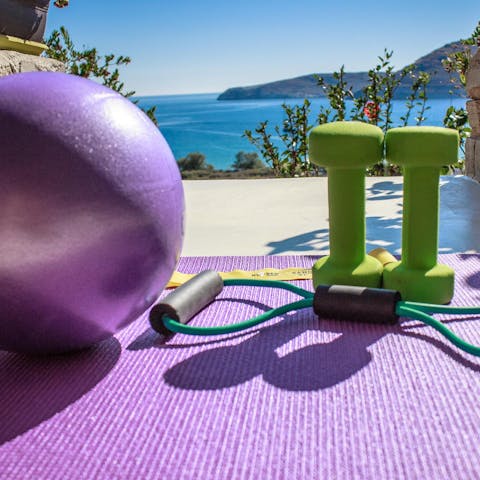 Do a workout or some yoga to the sounds of the waves lapping the shore