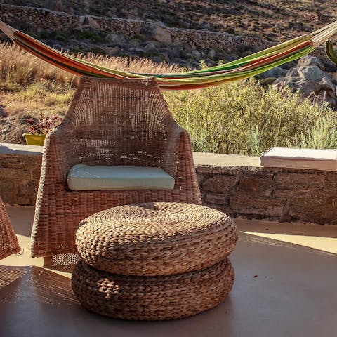 Listen to the sound of the cicadas as you unwind in the hammock