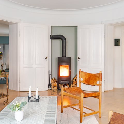 Warm up in front of the wood burner on a chilly evening