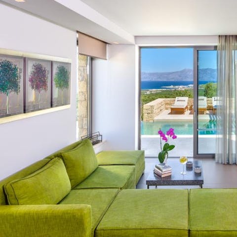 Spread out and unwind in the stylish and light-filled living room