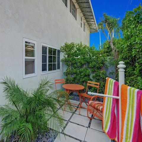 Get some shade from the Californian sun on the private patio