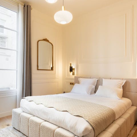 Drift off to sleep in the king-sized bed