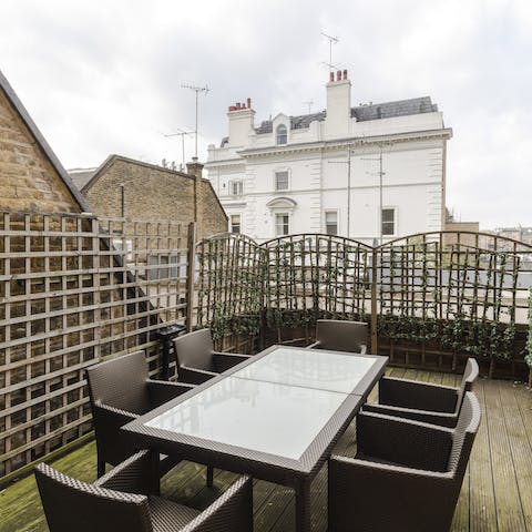 Spend sunny days out on the roof terrace – it's the perfect spot to share a bottle of wine in the evenings