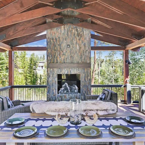 Tuck into a delicious group meal in the outdoor dining space