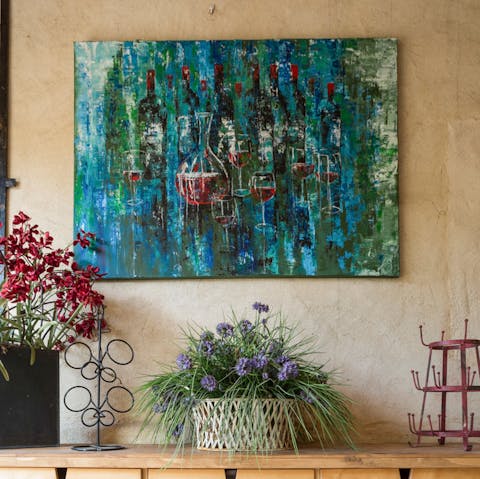 Admire the original pieces of art made by the host
