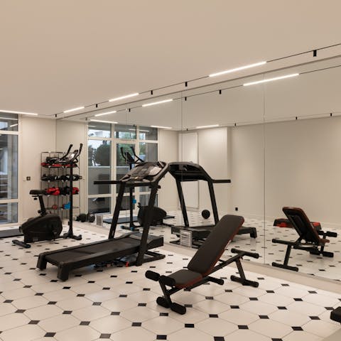 Keep on top of your fitness routine in the private gym