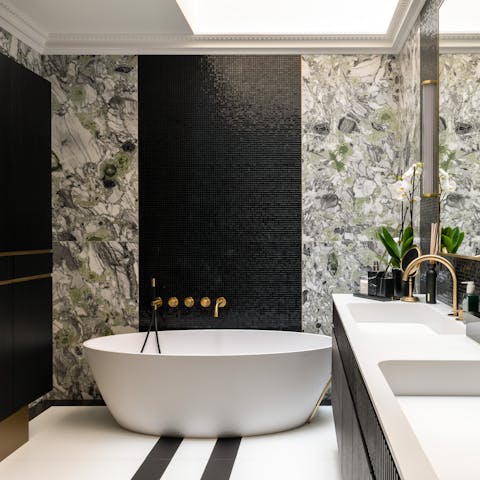 Soak in the sumptuous freestanding bath after a day of sightseeing
