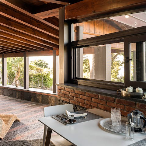 Serve up brunch on the terrace with goodies from your host's welcome basket