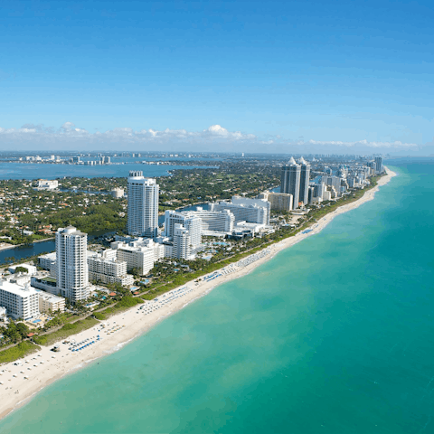 Drive twenty minutes east to the iconic sands of Miami Beach
