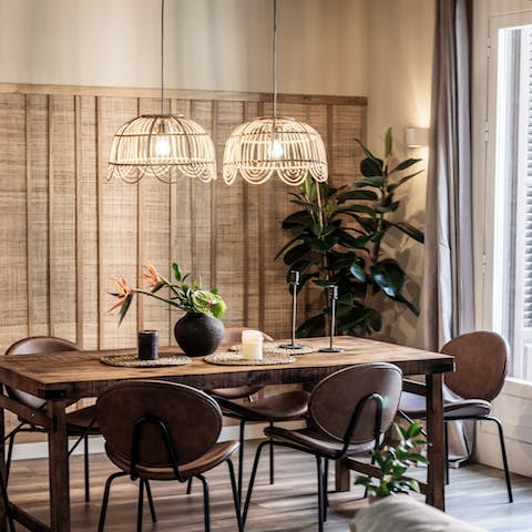 Serve up a delicious Spanish-style feast at the charming dining table