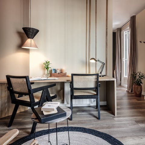 Catch up on your emails at the serene desk space