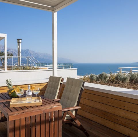 Soak up the mesmerising sea views whilst enjoying drinks on the roof terrace