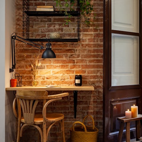 Catch up on work at the dedicated desk space