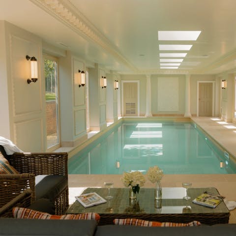 Relax in the indoor swimming pool or the hot tub