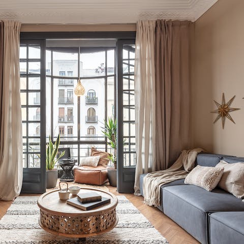 Unwind on the interior balcony