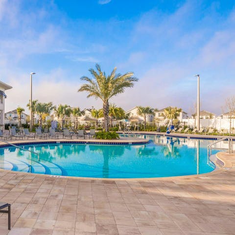 Head to the communal pool for an afternoon swim
