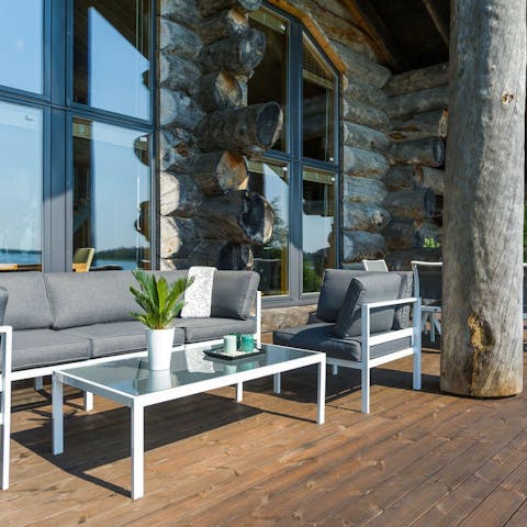 Enjoy your morning coffee with picturesque lake views on the terrace