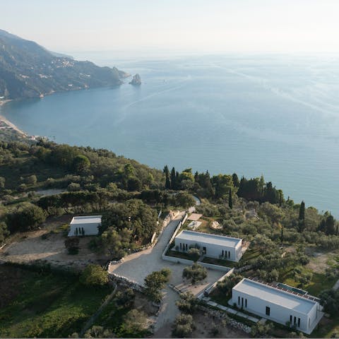 Stay in one of three villas, each boasting coastal views