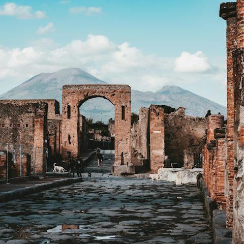 Take a day trip to the Pompeii Ruins, a forty-minute drive away