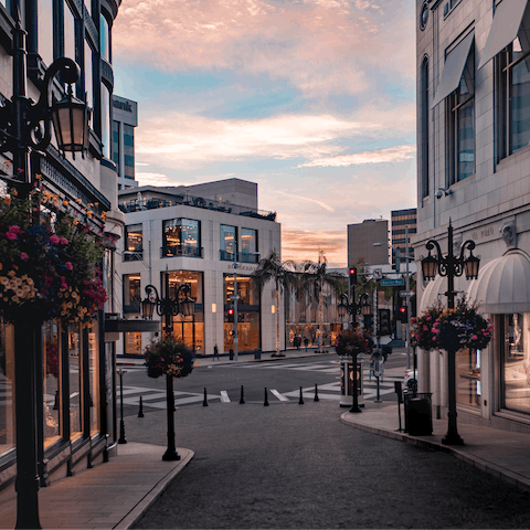 Reach Beverly Hills in ten minutes by car and enjoy a spot of shopping on Rodeo Drive