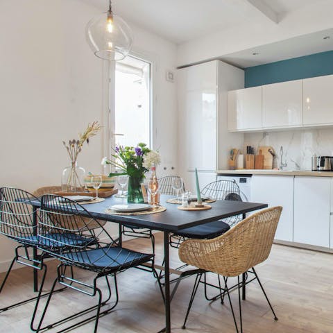 Enjoy some bouillabaisse at the dining table