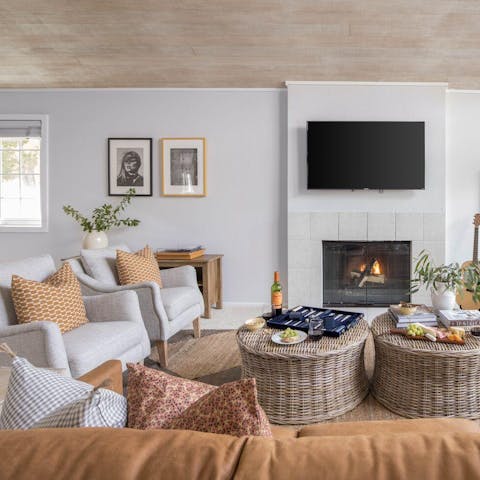 Get cosy in the living room with a nap in front of the fire