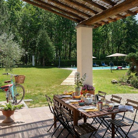 Gather for delicious Italian meals served on the terrace