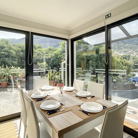 Enjoy the view of the mountains while you eat