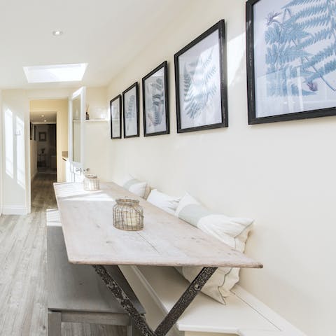 Enjoy a home-cooked dinner at the bespoke dining table